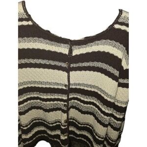 Reba‎ Rose Cardigan Brown & Beige Size L. 24" PTP, 25" Long,Lagonlook, Academia